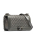 Chanel Gray Lambskin Leather Leather Old Medium Quilted Perforated Metallic Lambskin Boy Flap Italy