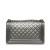Chanel Gray Lambskin Leather Leather Old Medium Quilted Perforated Metallic Lambskin Boy Flap Italy