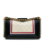 Chanel AB Chanel White with Black Lambskin Leather Leather Crest-Embellished Medium Boy Bag Italy