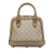 Gucci B Gucci Brown Beige Coated Canvas Fabric Mini GG Supreme Horsebit 1955 Satchel Italy