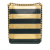 Chanel Gold Paris New York Metallic Lambskin Striped North South Boy Flap Italy