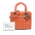 Christian Dior B Dior Orange Peach Patent Leather Leather Medium Patent Cannage Lady Dior Italy