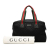 Gucci AB Gucci Black Canvas Fabric GG Web Travel Bag Italy