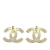 Chanel AB Chanel Gold Gold Plated Metal CC Enamel and Push Back Earrings Italy