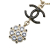 Chanel AB Chanel Gold with Black Gold Plated Metal Enamel CC and Rhinestones Flower Pendant Necklace Italy