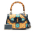 Gucci Blue 100th Anniversary Medium GG Coated Canvas Kaleidoscope 1947 Bamboo Top Handle Bag Italy