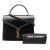 Saint Laurent Black Medium Calfskin and Suede Classic Monogram Cassandra Top Handle Bag Italy
