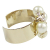 Chanel B Chanel Gold Gold Plated Metal CC Faux Pearl Clover Cuff Bracelet Italy