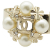 Chanel B Chanel Gold Gold Plated Metal CC Faux Pearl Clover Cuff Bracelet Italy