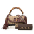 Gucci B Gucci Brown Beige Canvas Fabric Medium GG New Bamboo Top Handle Bag Italy