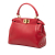 Fendi B Fendi Red Calf Leather XS Crystal Star Studded Peekaboo Iconic Satchel Italy