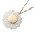 Chanel AB Chanel Gold with White Pearl Gold Plated Metal CC Faux Pearl Lace Pendant Necklace Italy