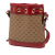 Gucci AB Gucci Brown Beige with Red Coated Canvas Fabric Micro GG Supreme Doraemon Bucket Bag Italy