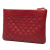 Chanel AB Chanel Red Sheepskin Leather Leather Medium Quilted Sheepskin Mademoiselle O Case Clutch Italy