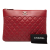 Chanel AB Chanel Red Sheepskin Leather Leather Medium Quilted Sheepskin Mademoiselle O Case Clutch Italy