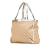 Gucci AB Gucci Brown Beige with Silver Canvas Fabric GG Abbey D Ring Tote Italy