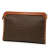Celine B Celine Brown Coated Canvas Fabric Macadam Clutch Italy