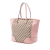 Gucci B Gucci Brown Beige with Pink Canvas Fabric GG Bree Zippered Tote Italy
