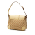 Gucci B Gucci Brown Beige Canvas Fabric GG Turnlock Shoulder Bag Italy