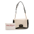 Ferragamo B Ferragamo White Ivory with Black Calf Leather Double Gancini Shoulder Bag Italy