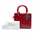Christian Dior Lady Dior Medium Patent Leather Zip Cannage Tote Handbag Red