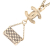 Chanel B Chanel Gold with Black Gold Plated Metal CC Enamel Flap Bag Pendant Necklace France