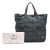 Prada B Prada Blue Navy Nylon Fabric Tessuto Stampato Tote Italy