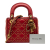 Christian Dior B Dior Red Lambskin Leather Leather Mini Lambskin Cannage Studded Supple Lady Dior Italy