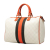 Gucci B Gucci White Off White with Orange Coated Canvas Fabric GG Supreme Joy Web Boston Italy