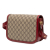 Gucci B Gucci Brown Beige with Red Coated Canvas Fabric Medium GG Supreme Horsebit 1955 Shoulder Bag Italy