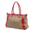 Gucci B Gucci Brown Beige Canvas Fabric GG Bella Satchel Italy