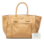 Prada B Prada Brown Beige Calf Leather Vitello Daino Front Pocket Open Convertible Tote Italy