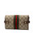 Gucci B Gucci Brown Beige Coated Canvas Fabric GG Supreme Web Ophidia Trifold Wallet on Strap Italy