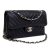 Chanel AB Chanel Black Lambskin Leather Leather Small Classic Chevron Lambskin Double Flap Italy