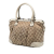 Gucci B Gucci Brown Beige with White Canvas Fabric GG Sukey Satchel Italy