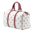 Gucci B Gucci White with Red Coated Canvas Fabric Medium GG Supreme Hearts Joy Boston Bag Italy