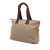 Gucci AB Gucci Brown Beige Canvas Fabric GG Web Tote Italy