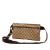 Gucci AB Gucci Brown Beige Canvas Fabric GG Double Pocket Belt Bag Italy