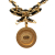 Chanel B Chanel Gold with Black Gold Plated Metal Leather and Medallion Bow Pendant Necklace France