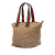 Gucci B Gucci Brown Beige Canvas Fabric GG Web Tote Italy