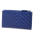 Chanel B Chanel Blue Calf Leather CC Chevron skin Zip Wallet Italy