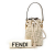 Fendi B Fendi Brown Beige Calf Leather Mini Zucca Embossed Mon Tresor Bucket Bag Italy