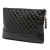 Chanel B Chanel Black Calf Leather Large Aged skin Gabrielle O Case Clutch Italy