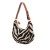 Celine B Celine Brown Beige Canvas Fabric Zebra Print Ava Shoulder Bag Italy