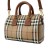 Burberry AB Burberry Brown Light Brown Coated Canvas Fabric Mini House Check Bowling Bag Italy