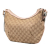 Gucci B Gucci Brown Beige Canvas Fabric GG Web Crossbody Italy