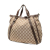 Gucci B Gucci Brown Beige Canvas Fabric GG Abbey D Ring Convertible Satchel Italy