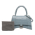 Balenciaga B Balenciaga Blue Denim Calf Leather Small Croc Embossed Hourglass Top Handle Bag Italy