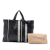 Bottega Veneta B Bottega Veneta Black Nappa Leather Leather Intrecciato Trimmed Nappa Vertical Stripe Tote Italy