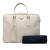 Prada AB Prada White Ivory Saffiano Leather Business Bag Italy